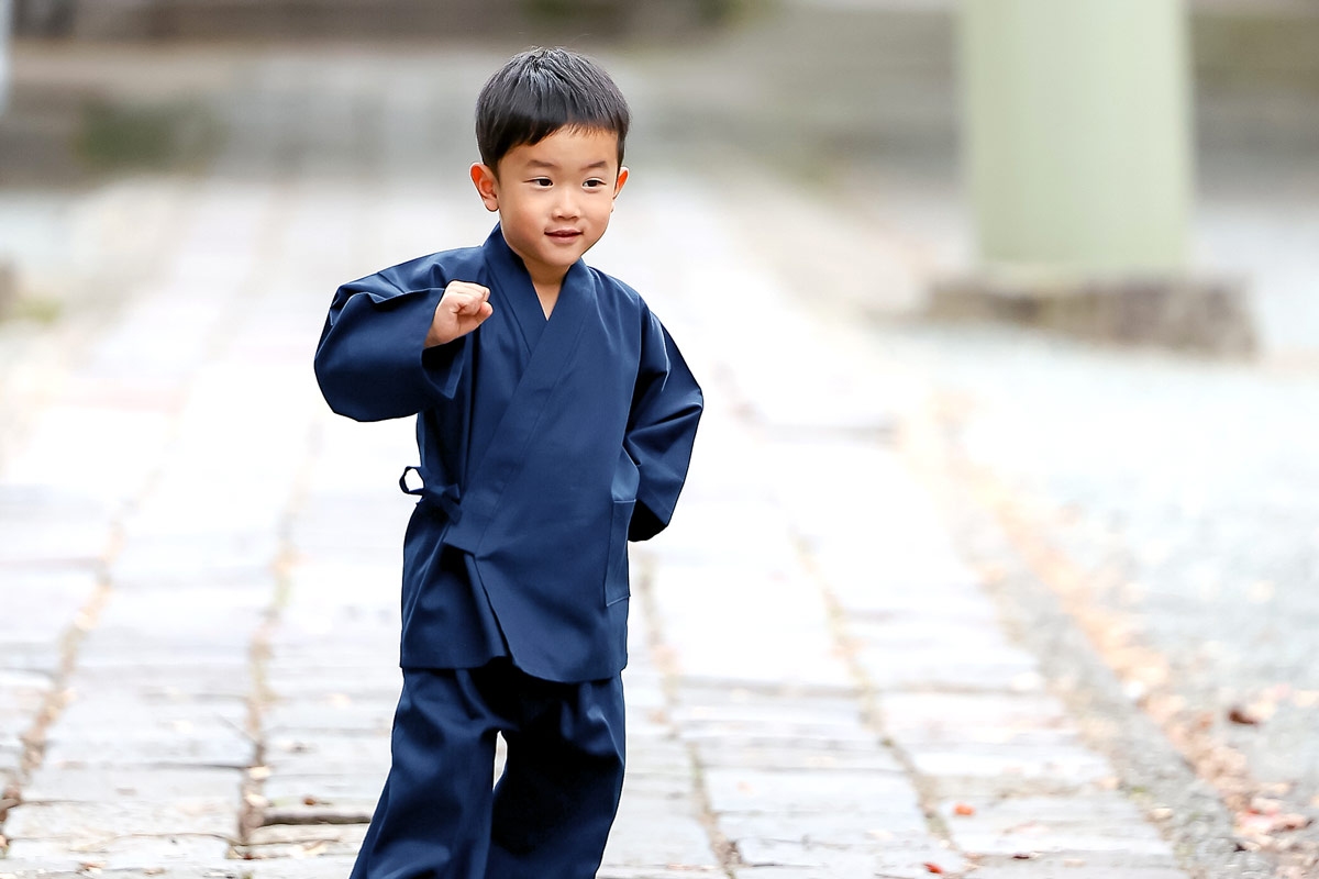 綾織子供用作務衣 1番色 紺 | 作務衣・甚平通販 和粋庵