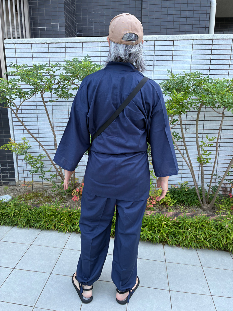 1301 テト麻筒袖作務衣 No.1 濃紺　LL