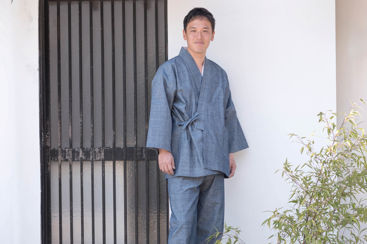 5085 カイハラデニム・シャンブレー作務衣 No.1 紺