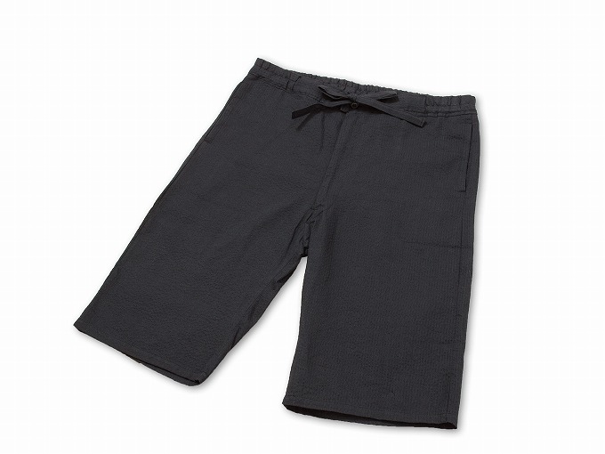 綿しじら甚平（日本製）　黒　ズボン