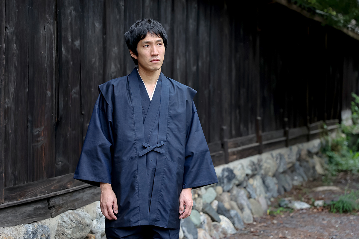 正絹紬羽織 No.1 濃紺 | 作務衣・甚平通販 和粋庵