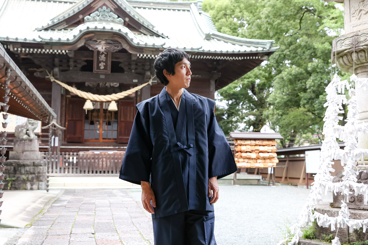 正絹紬羽織 No.1 濃紺 | 作務衣・甚平通販 和粋庵