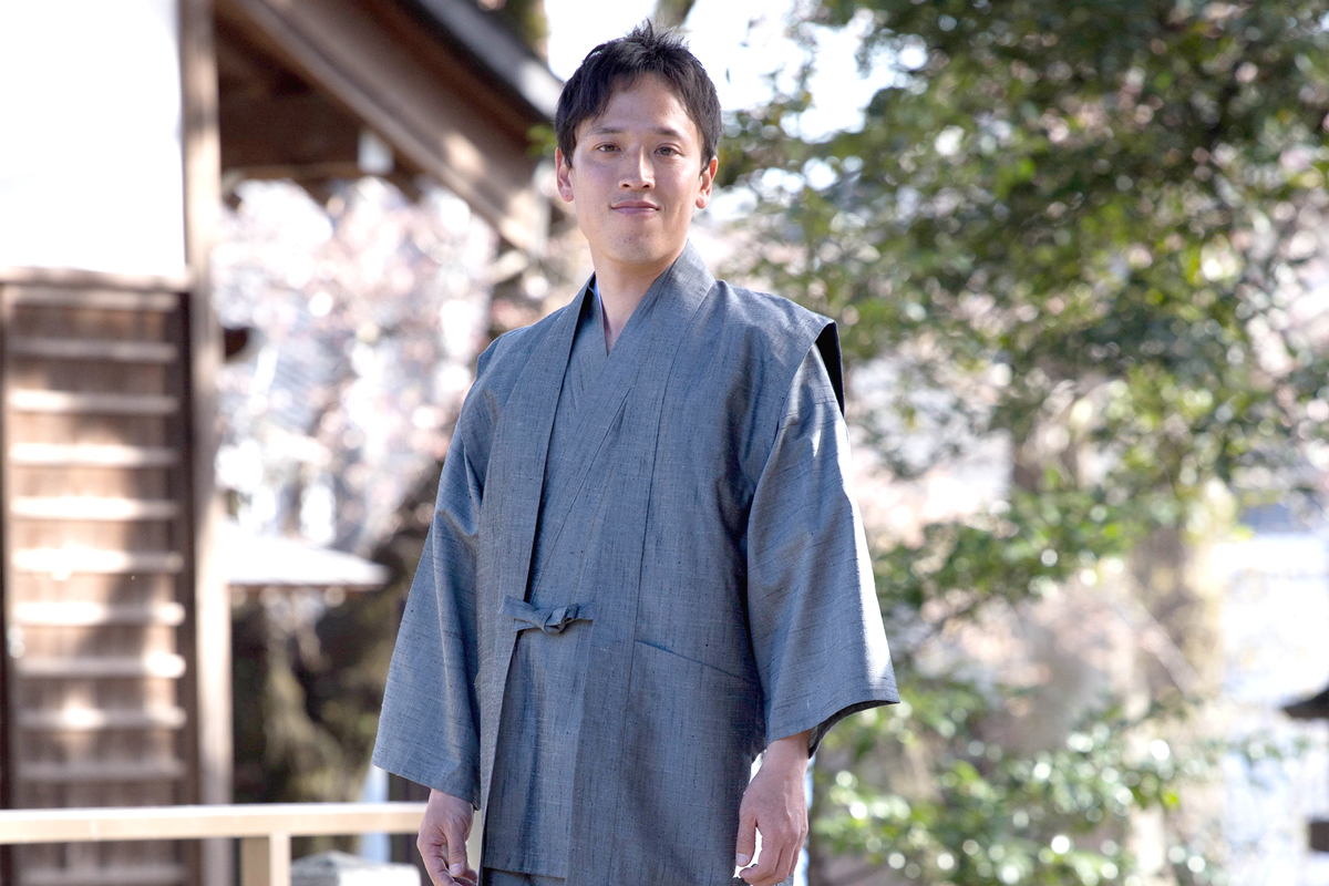 8011 正絹紬羽織 No.2 グレー | 作務衣・甚平通販 和粋庵