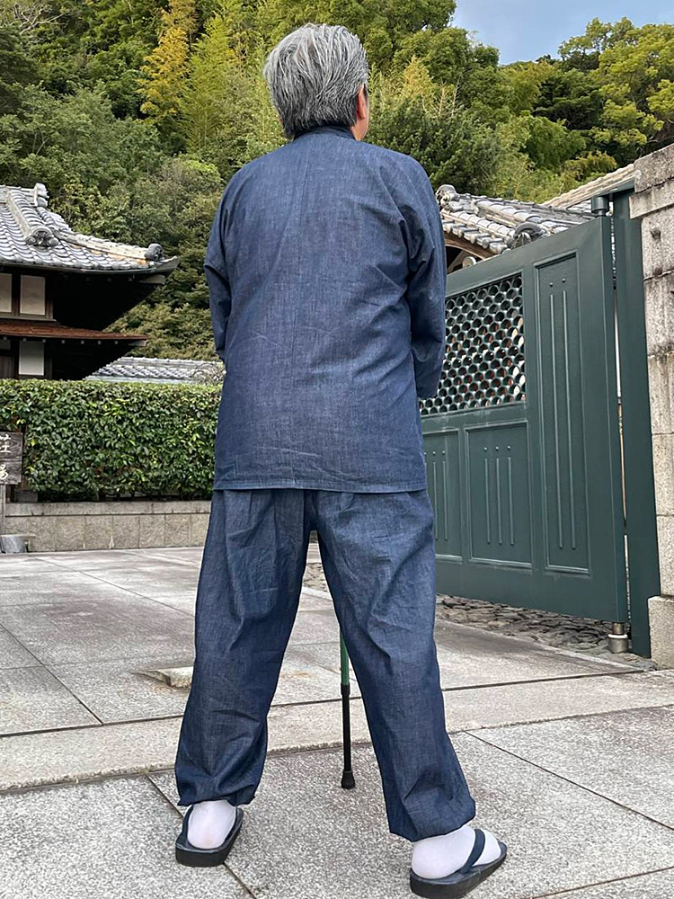 5095 カイハラデニム・ピマ綿作務衣 No.1 濃紺 L