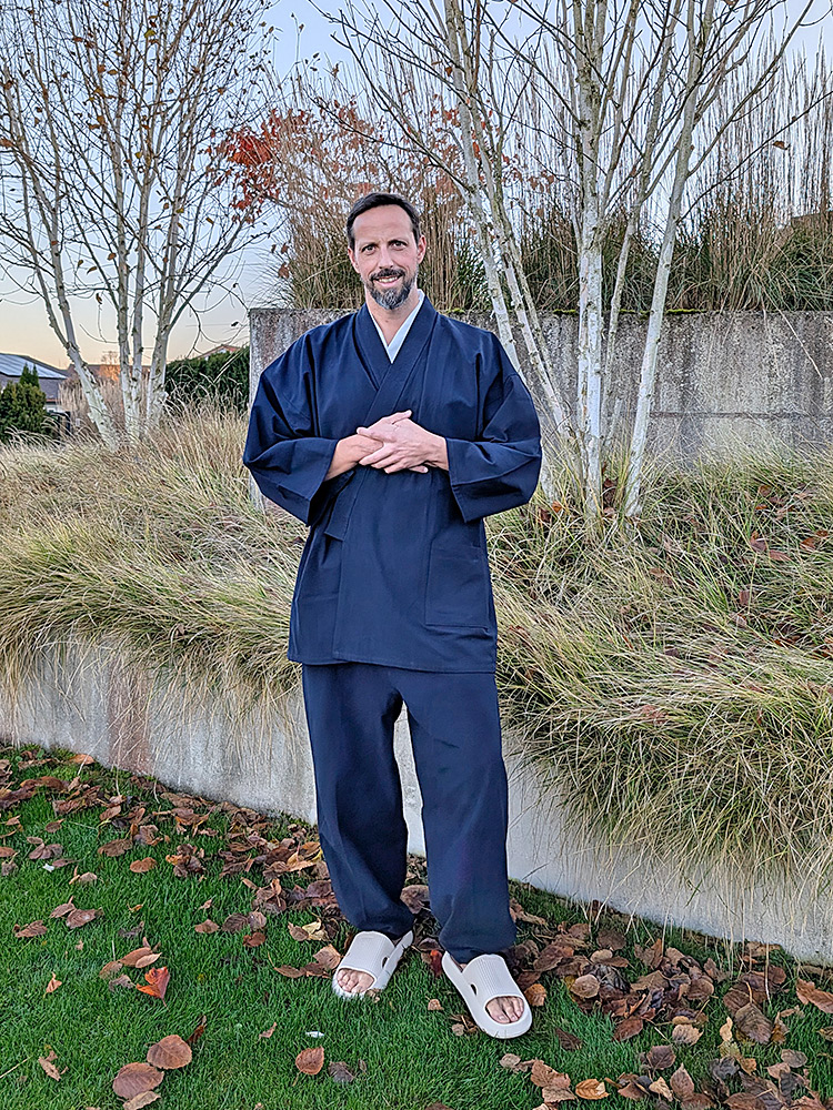 1083 手紡ぎ風・遠州織作務衣 No.61 紺 3L