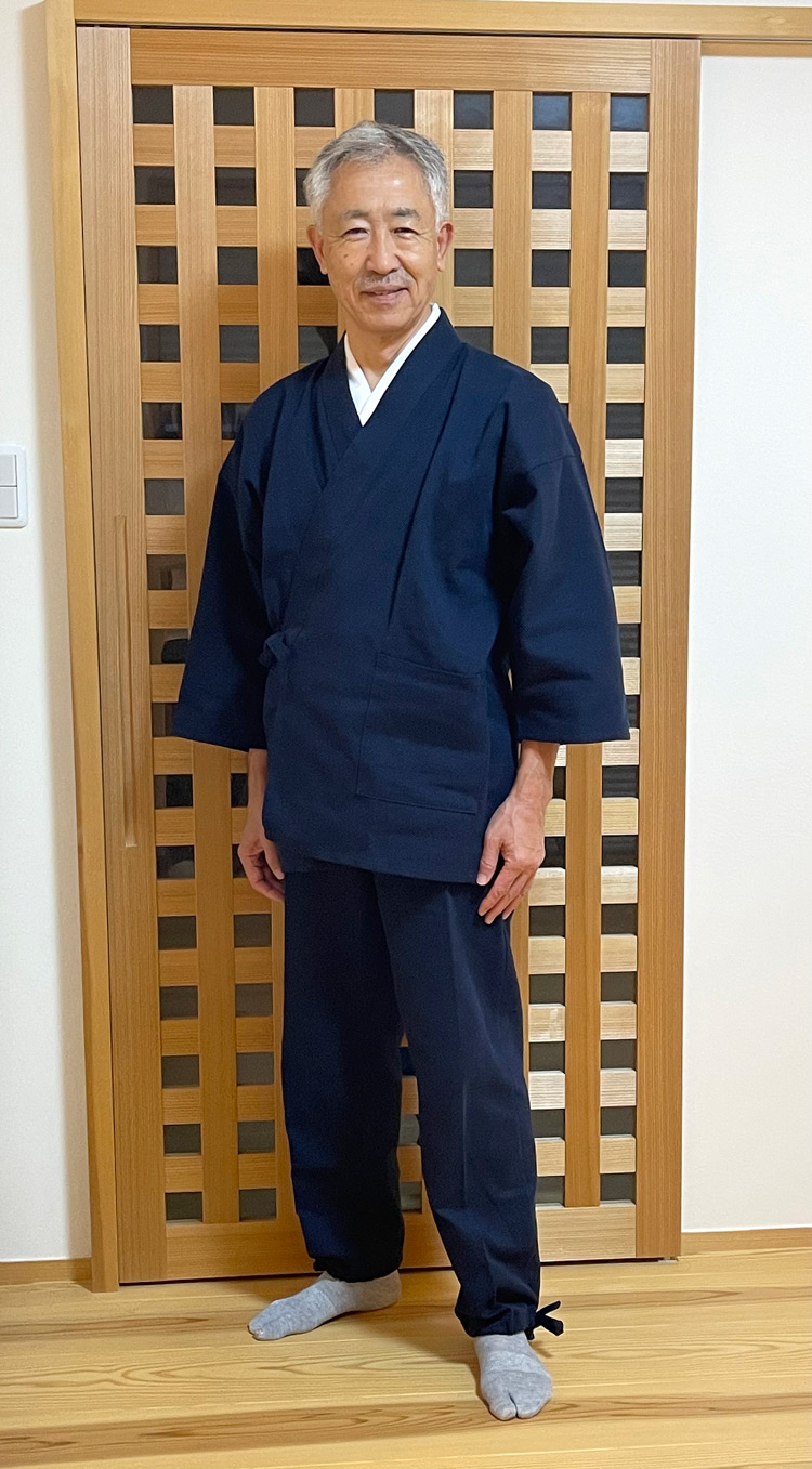 小柄ドビー作務衣 No.15 濃紺 L
