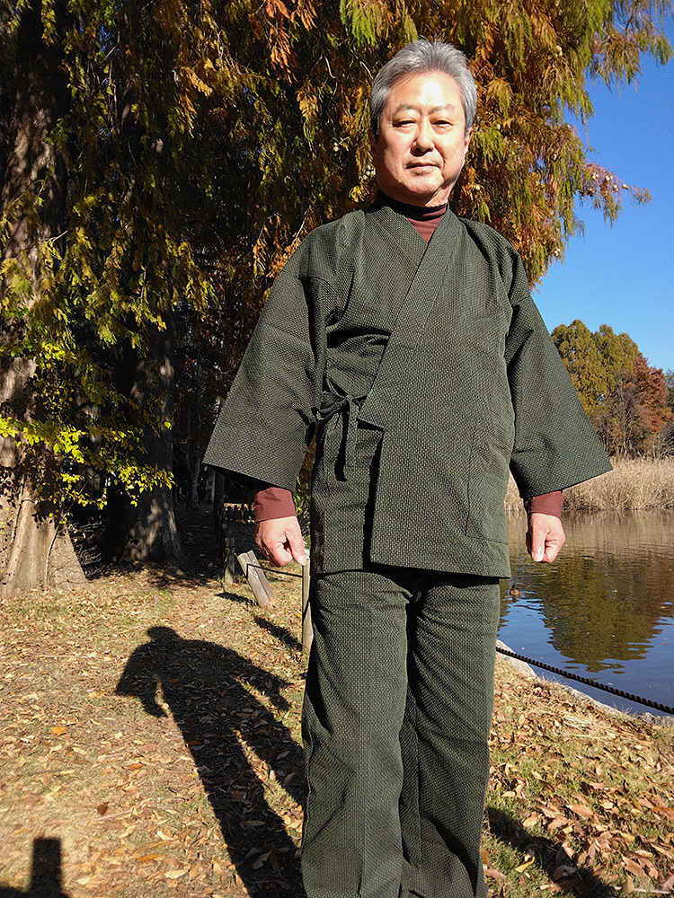 1054 大柄ドビー作務衣 No.10 グリーン M