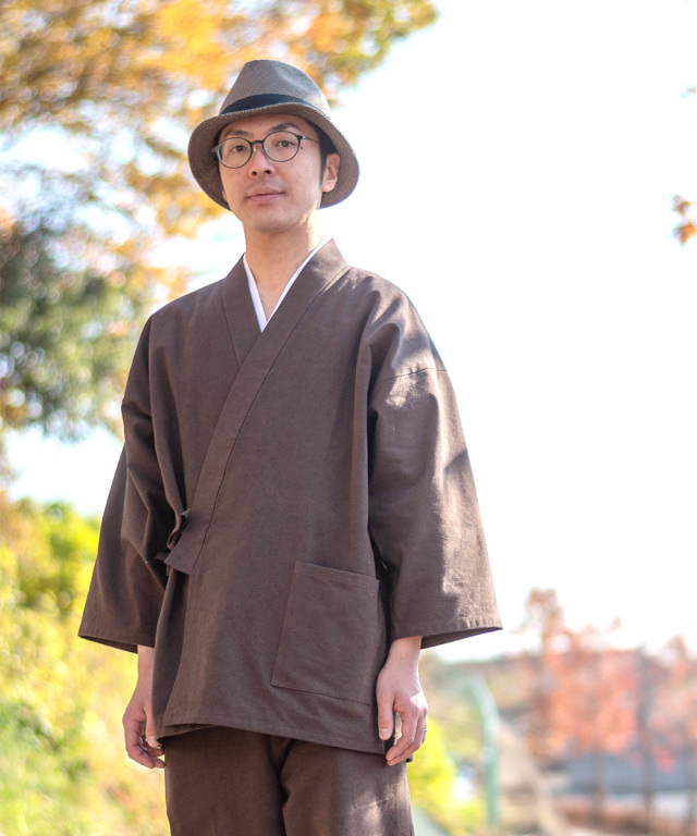 手紡ぎ風・遠州織作務衣