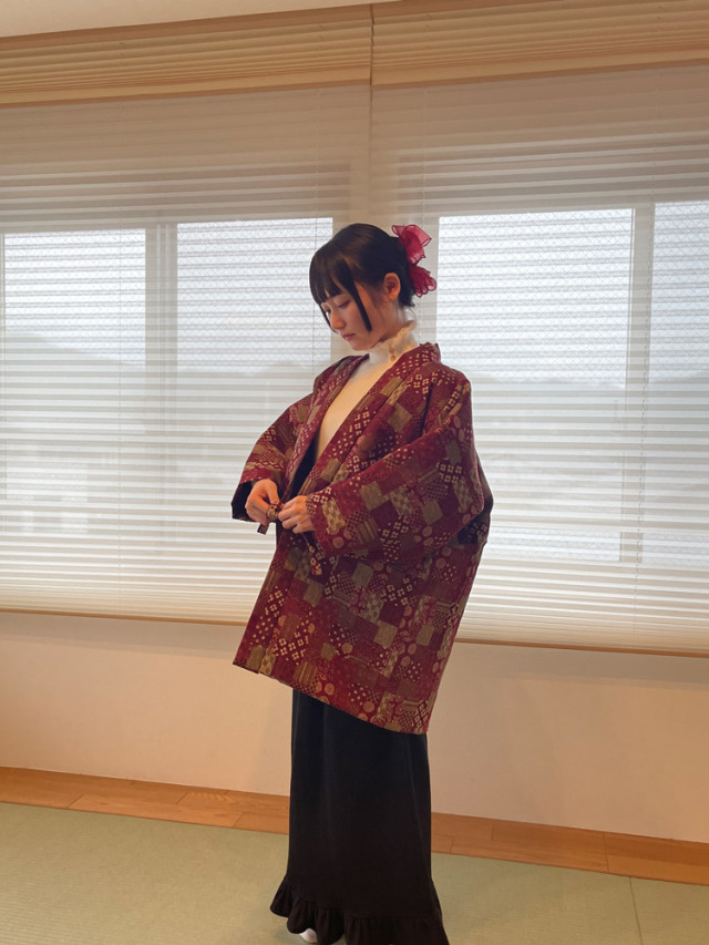 2028 和紡ぎ女性綿入袢天 No.2 古典柄