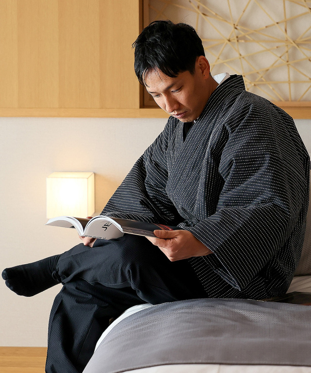 刺子織作務衣式綿入袢天