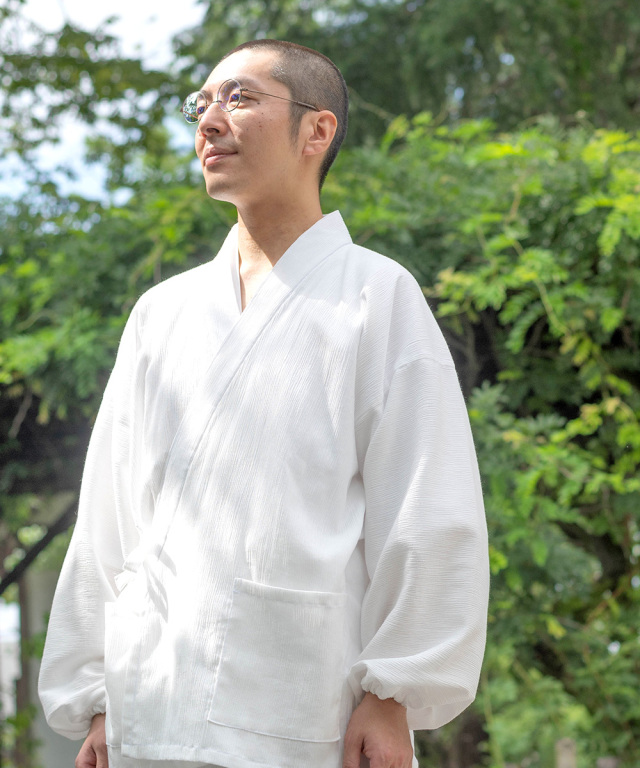 袖・裾ゴム式綿楊柳作務衣