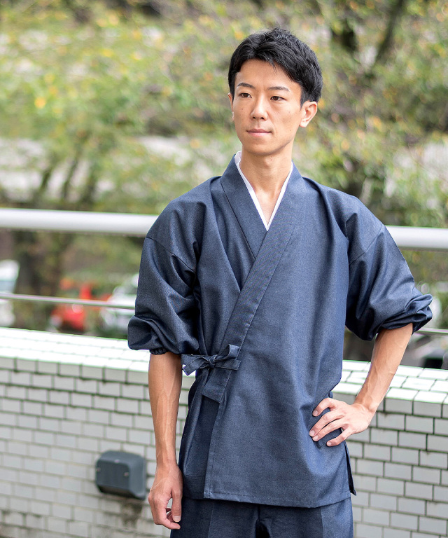 抗ウイルスT/Cデニム作務衣