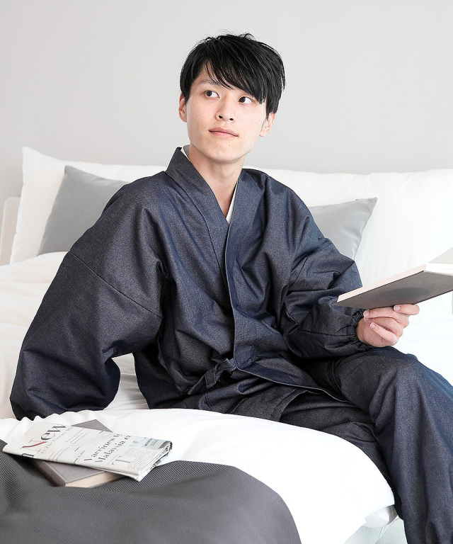 抗ウイルス・デニム綿入作務衣