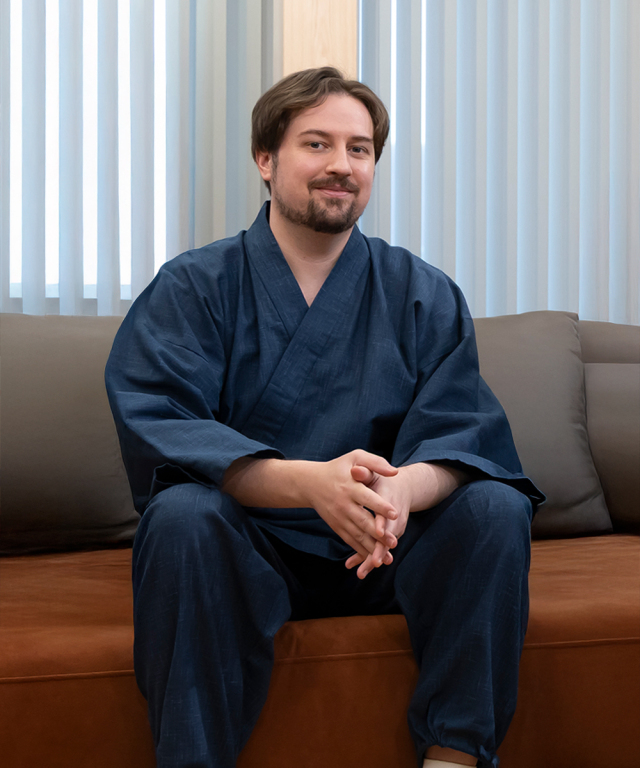 絣紬作務衣