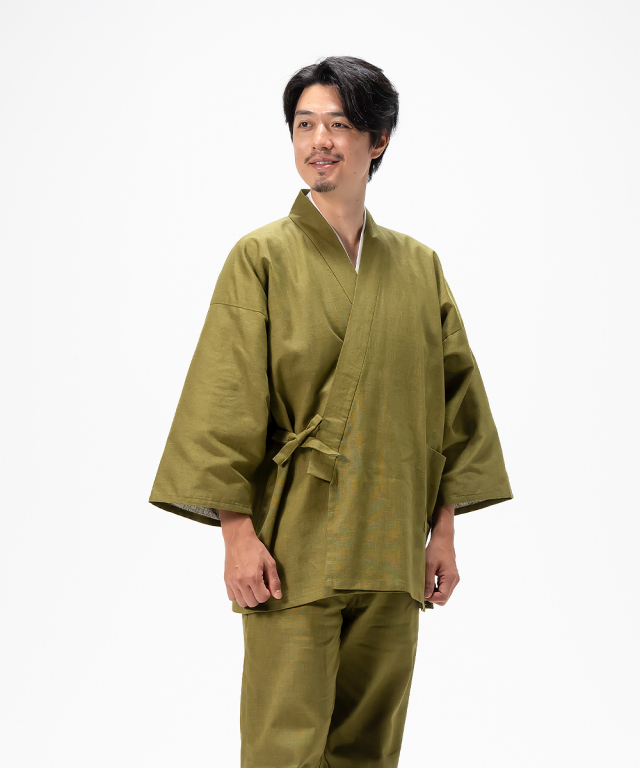 絣紬作務衣