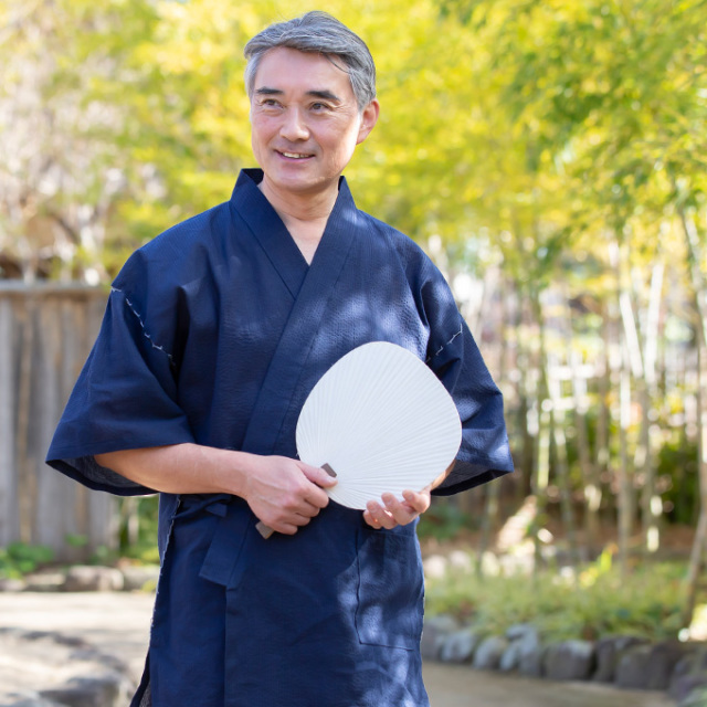 綿しじら甚平 No.1 濃紺