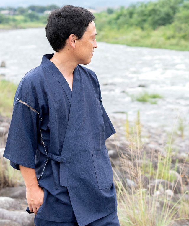 和紙しじら織甚平