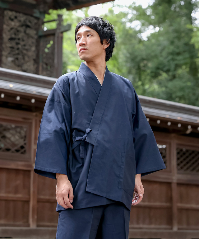 正絹作務衣 1番色 紺 | 作務衣・甚平通販 和粋庵