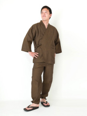 和粋庵　金茶　高級作務衣　S　150-160cm 綾織作務衣 4番色金茶【和粋庵】 | 作務衣・甚平通販 和粋庵