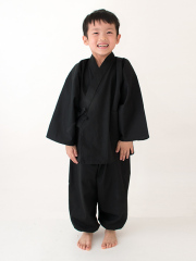 日本製子供用綾織作務衣黒